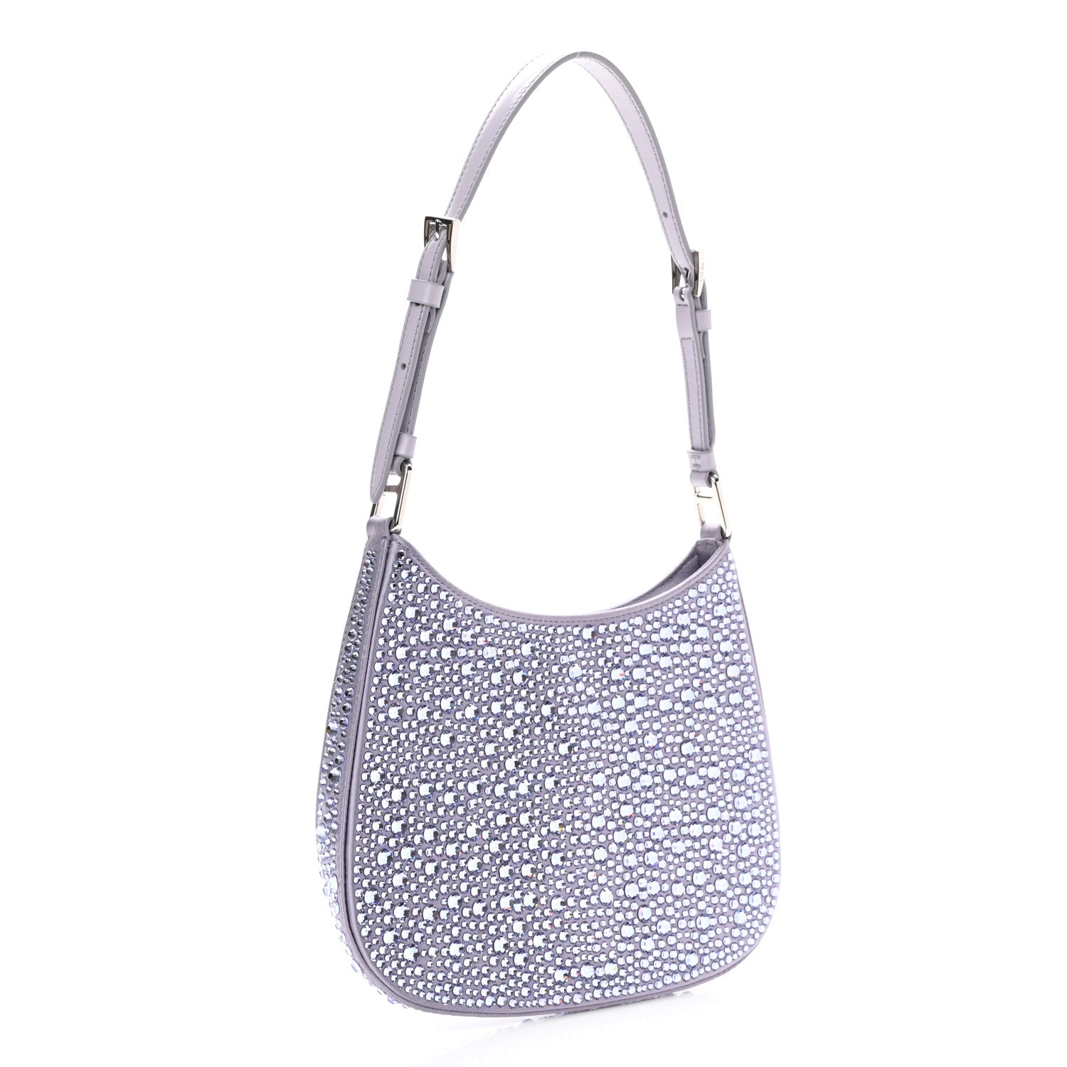 Prada Satin Crystal Cleo Adjustable Strap Shoulder Bag Glicine 3 of 7