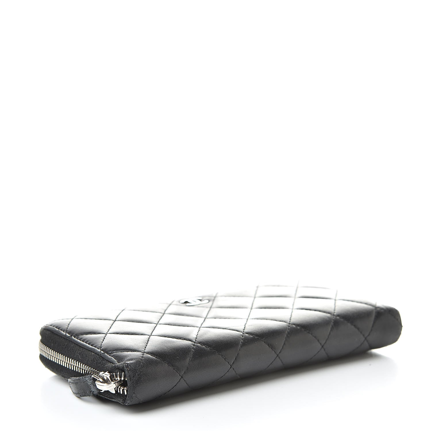 Chanel Lambskin Quilted Large Gusset Zip Around Wallet Black 4 of 19