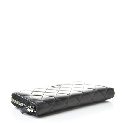 Chanel Lambskin Quilted Large Gusset Zip Around Wallet Black 4 of 19