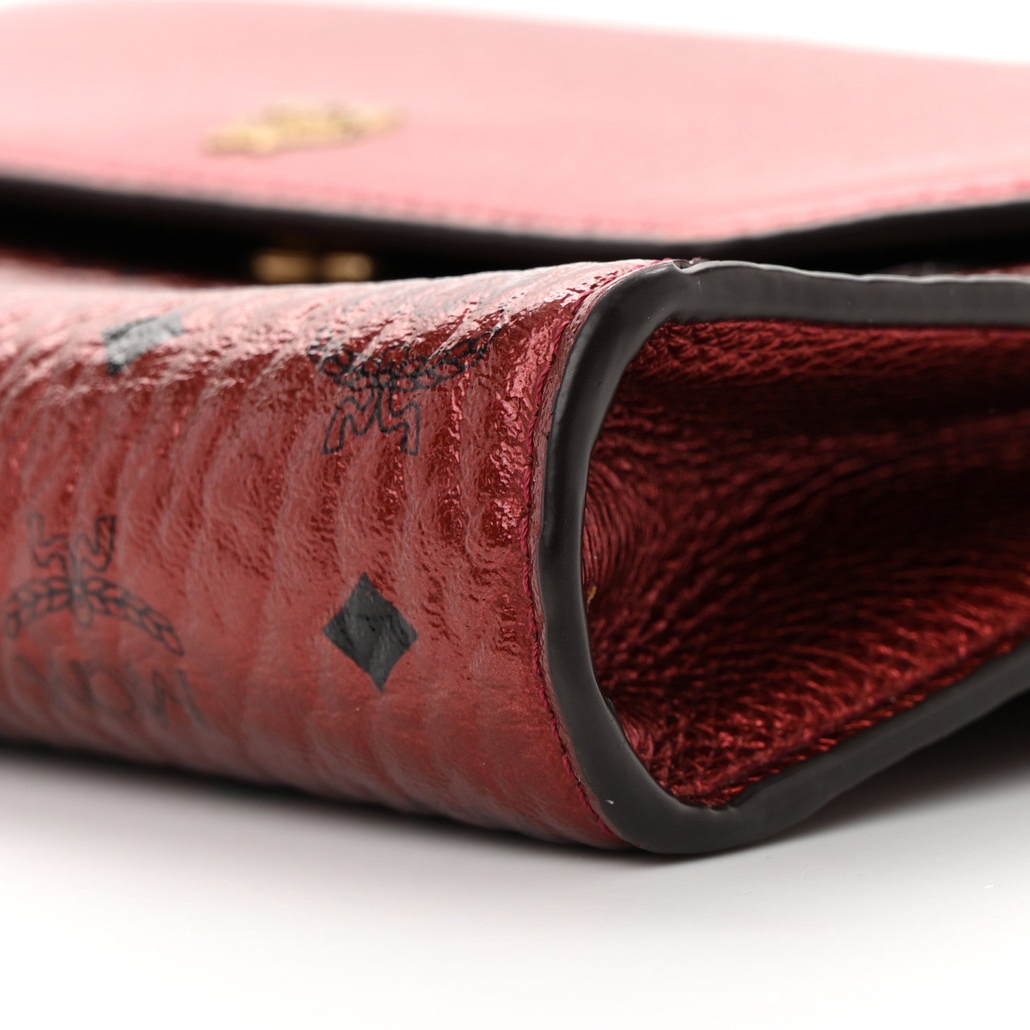 MCM Metallic Calfskin Visetos Monogram Love Letter Crossbody Scooter Red 10 of 15