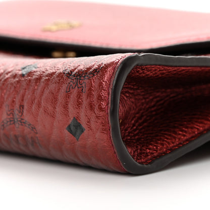 MCM Metallic Calfskin Visetos Monogram Love Letter Crossbody Scooter Red 10 of 15