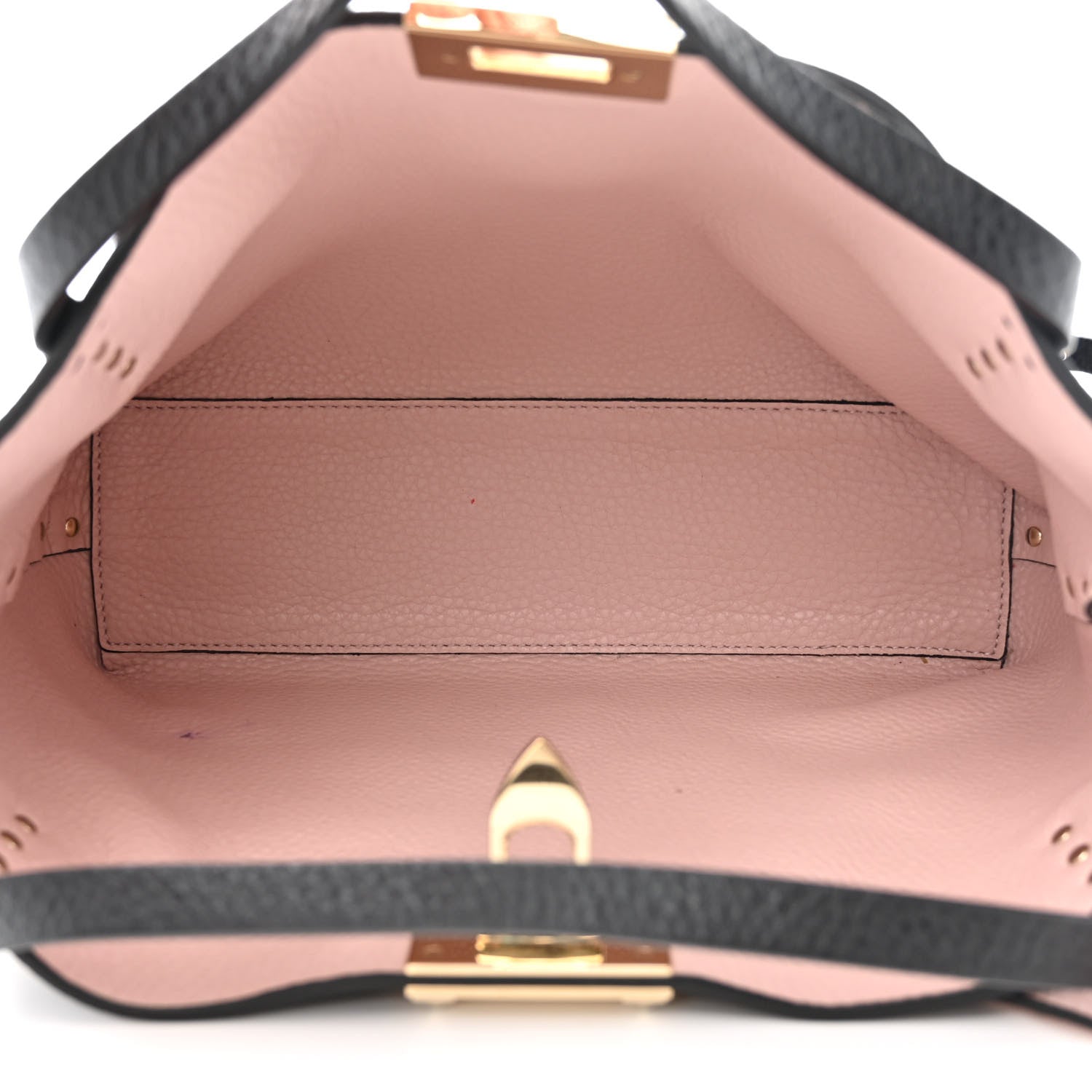 Valentino Garavani Grained Calfskin Small Rockstud Flip Lock Tote Black Rose Quartz 6 of 11