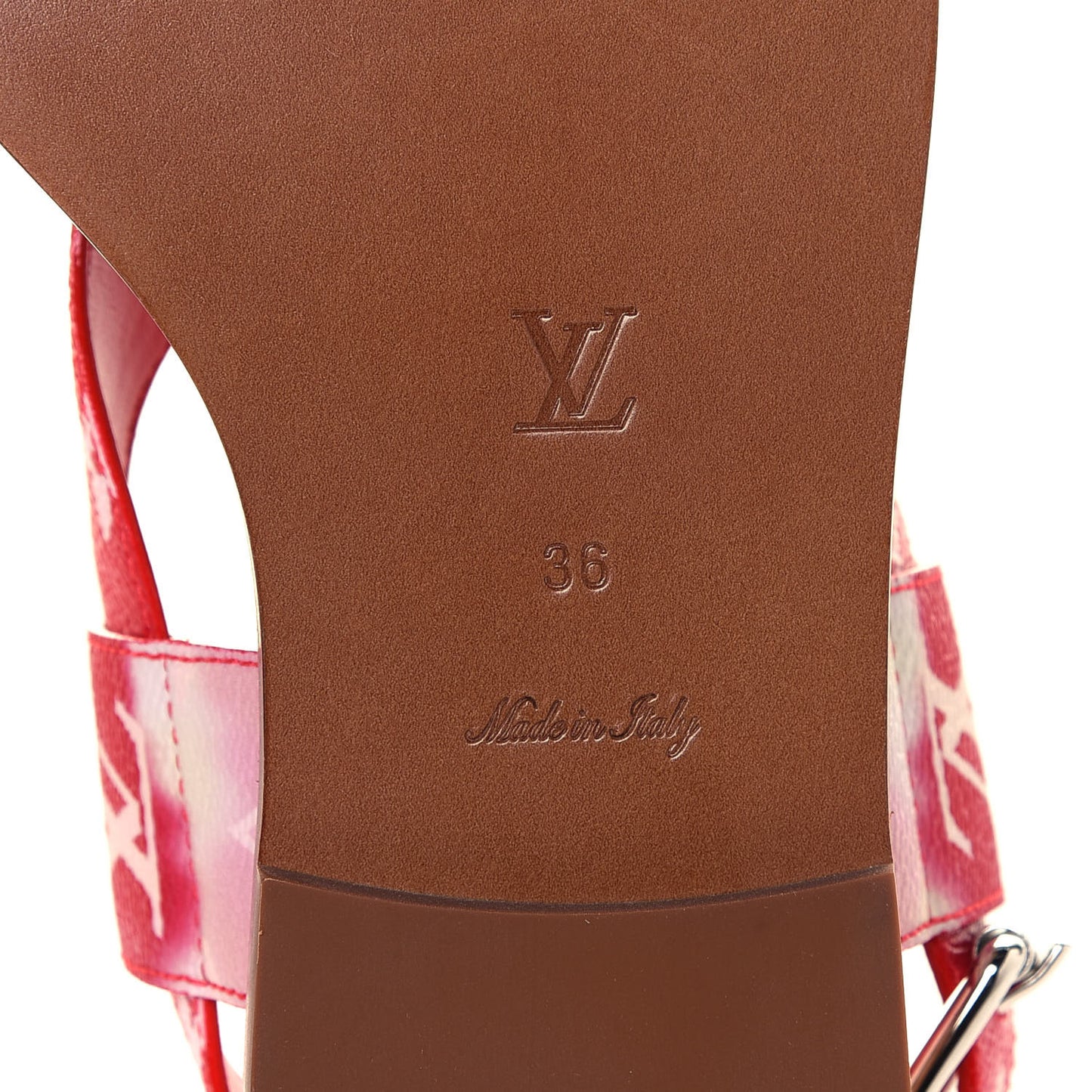 Monogram Escale Palma Flat Sandals 36 Rouge