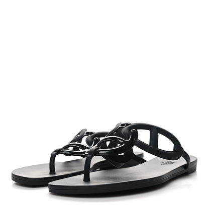 Hermes Rubber Womens Egerie Sandals 39 Black 3 of 8