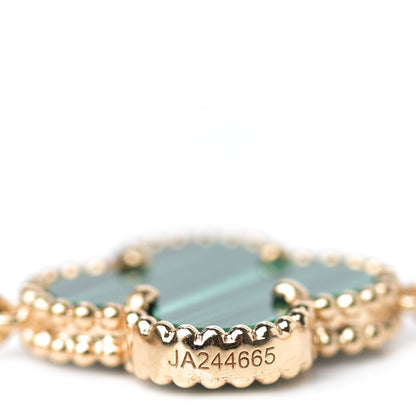 Van Cleef & Arpels 18K Yellow Gold Diamond Malachite 5 Motifs Vintage Alhambra Bracelet 5 of 6