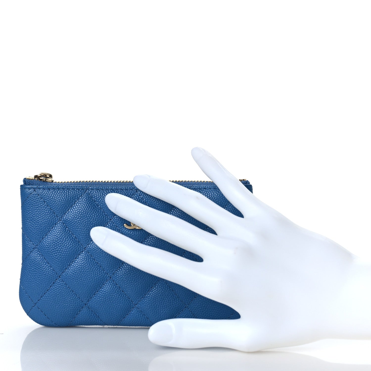 Chanel Caviar Quilted Small Cosmetic Case Blue 2 of 9
