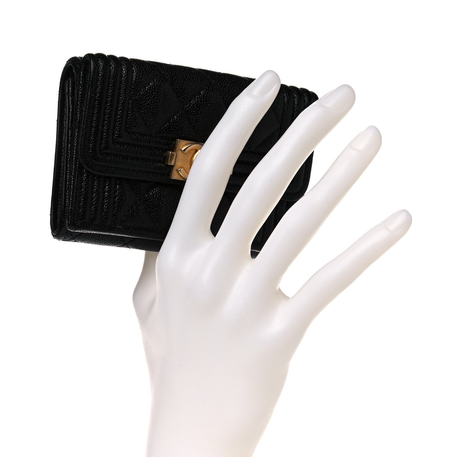 Chanel Caviar Quilted Small Boy Flap Wallet Black 2 of 9