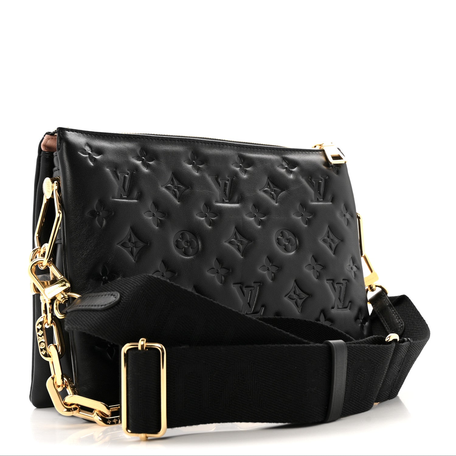 Louis Vuitton Lambskin Embossed Monogram Coussin PM Black 3 of 13