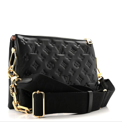 Louis Vuitton Lambskin Embossed Monogram Coussin PM Black 3 of 13