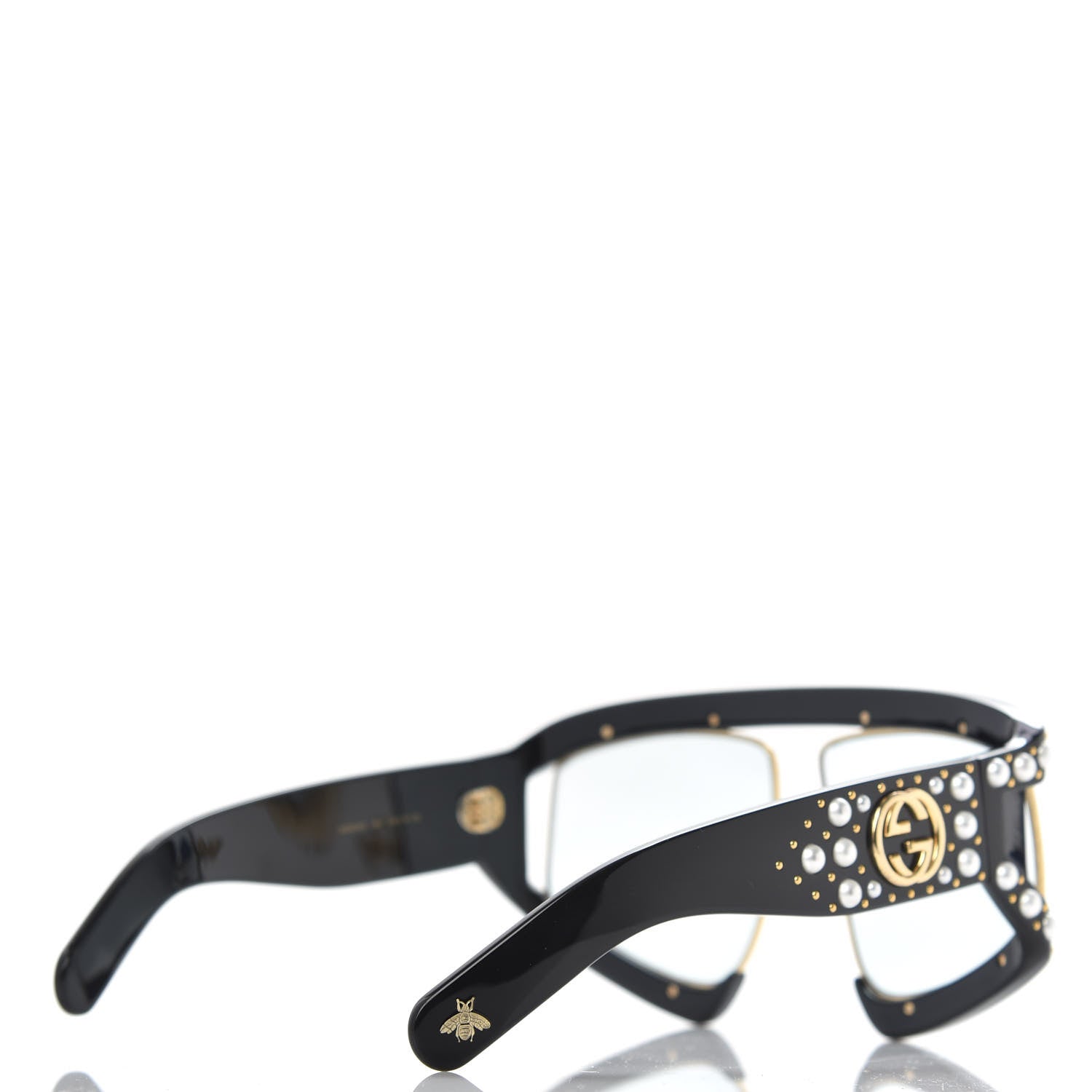 Gucci Acetate Pearl Rectangular Frame Sunglasses GG0234S Black 4 of 7