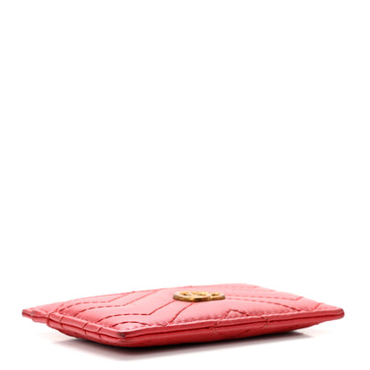 Gucci Calfskin Matelasse GG Marmont Card Holder Hibiscus Red 4 of 9