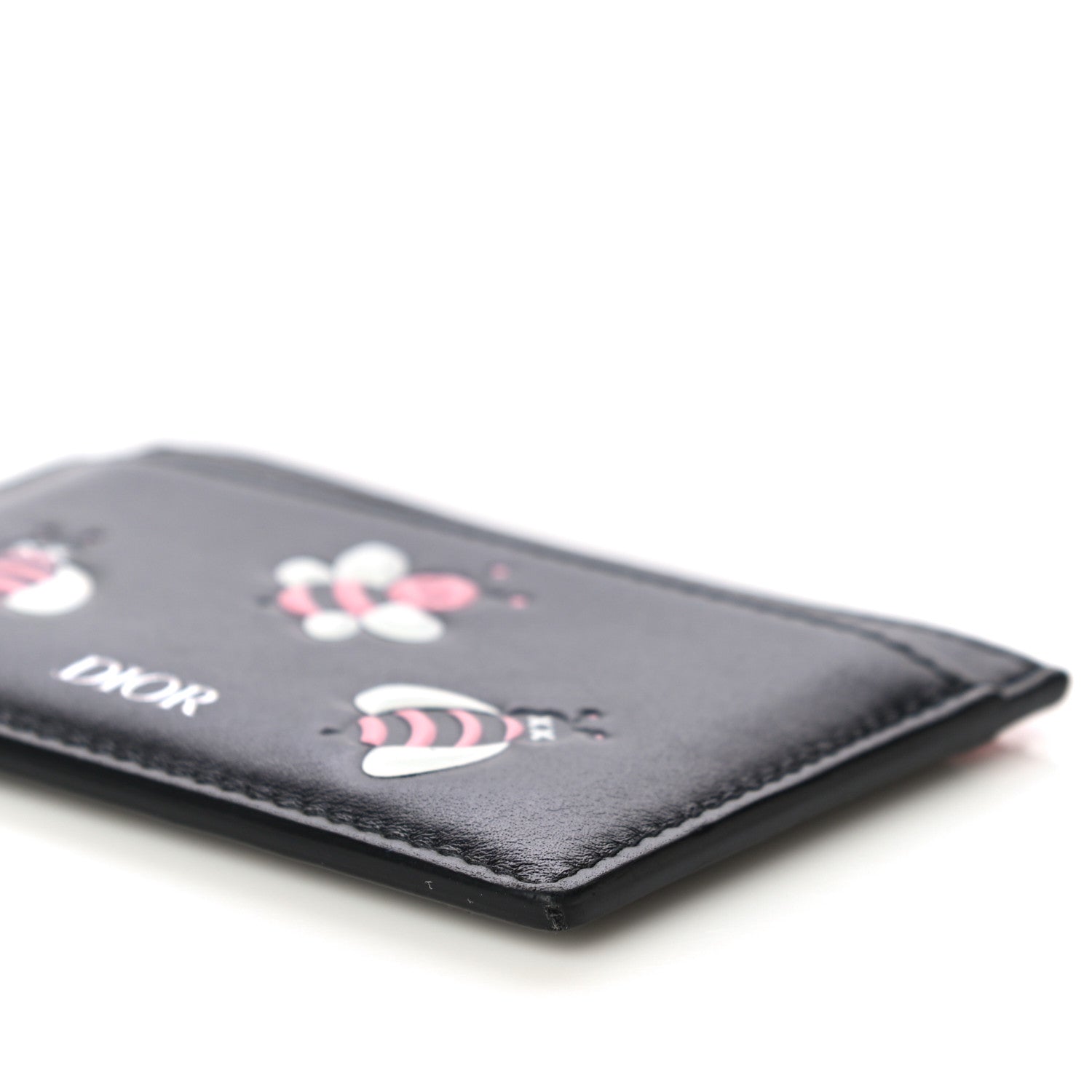 Christian Dior x KAWS Calfskin Bee Card Holder Pink Black 9 of 12