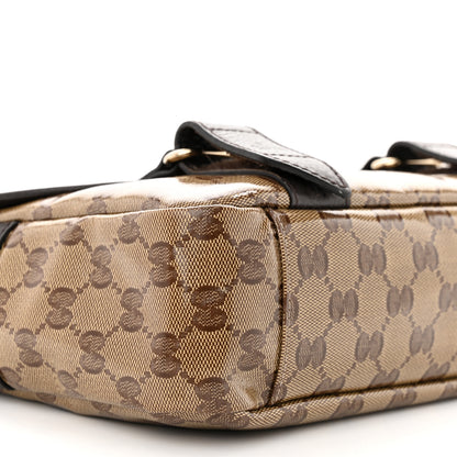 Gucci Crystal Monogram Small Double Buckle Flap Messenger Beige Dark Brown 9 of 11