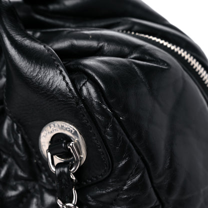 Chanel Aged Calfskin Chevron Medium Soft Bowling Bag Black 15 of 18