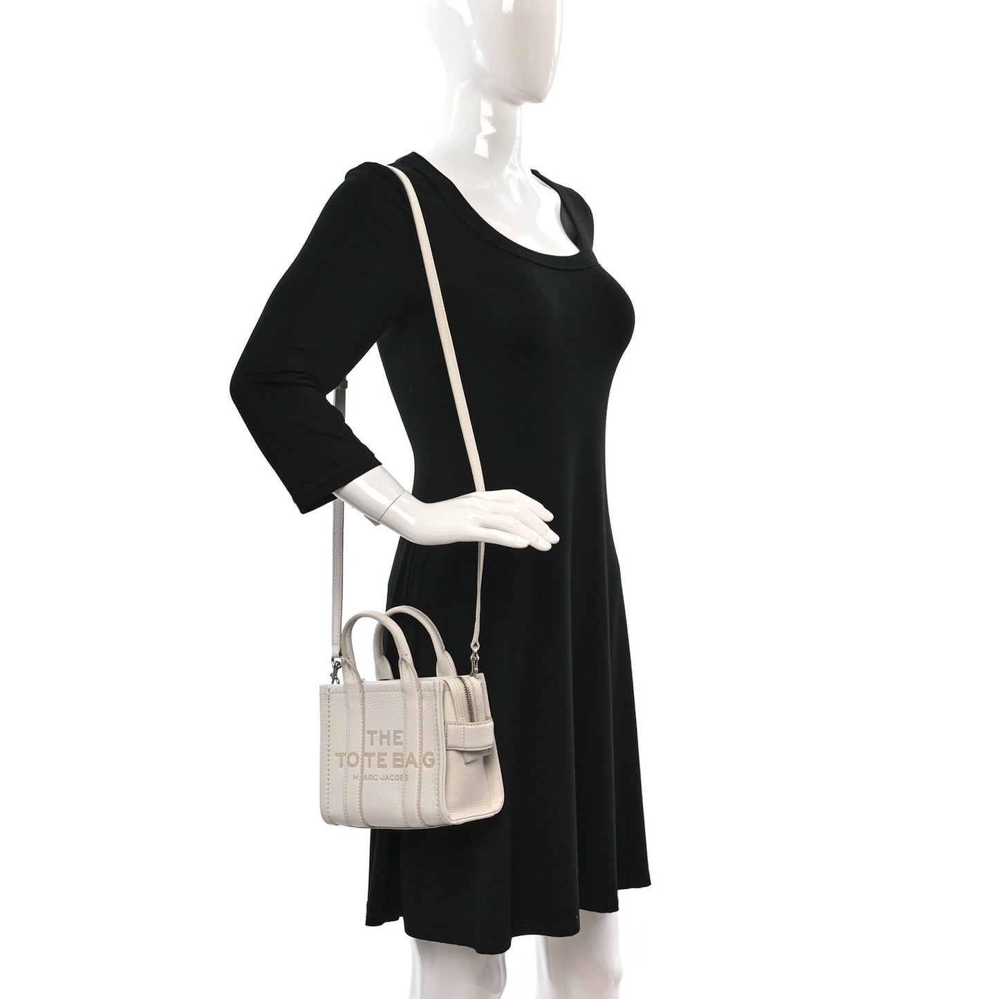 Grained Calfskin Micro The Tote Bag Cotton Silver
