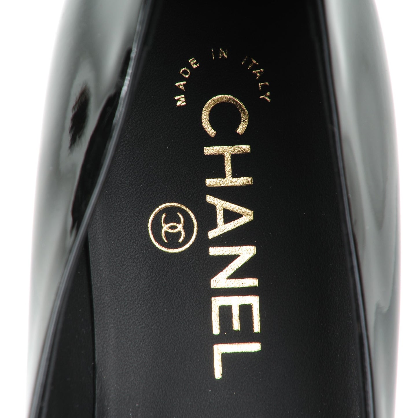 Patent Calfskin Cap Toe Ballerina Flats 38 Black