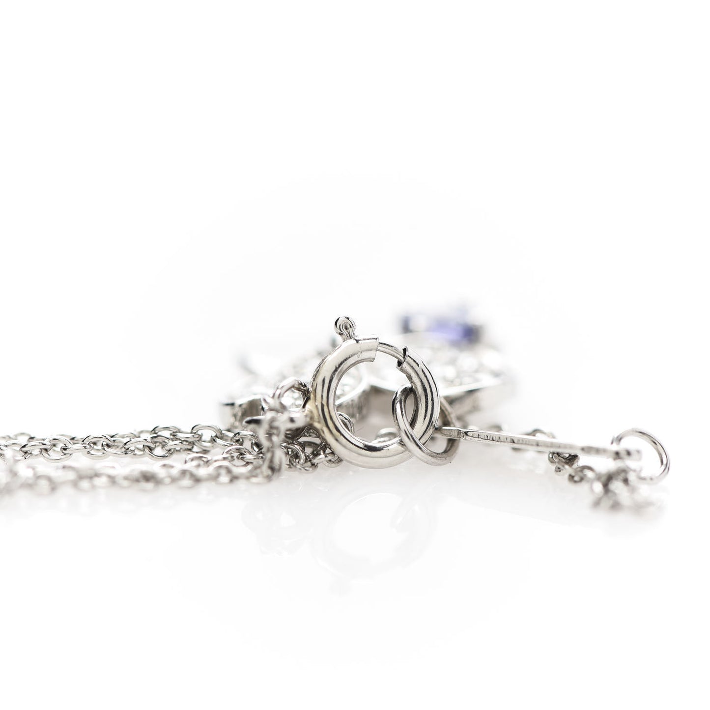Platinum Diamond Tanzanite Paper Flowers Pendant Necklace