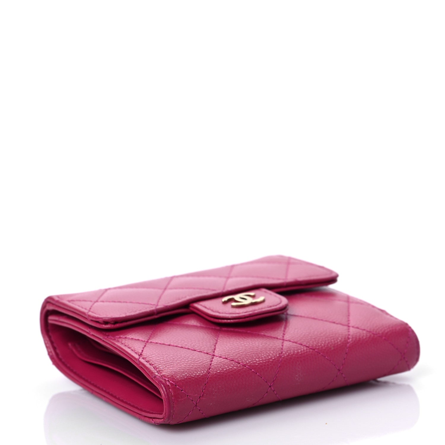Chanel Caviar Quilted Compact Flap Wallet Pink 4 of 9