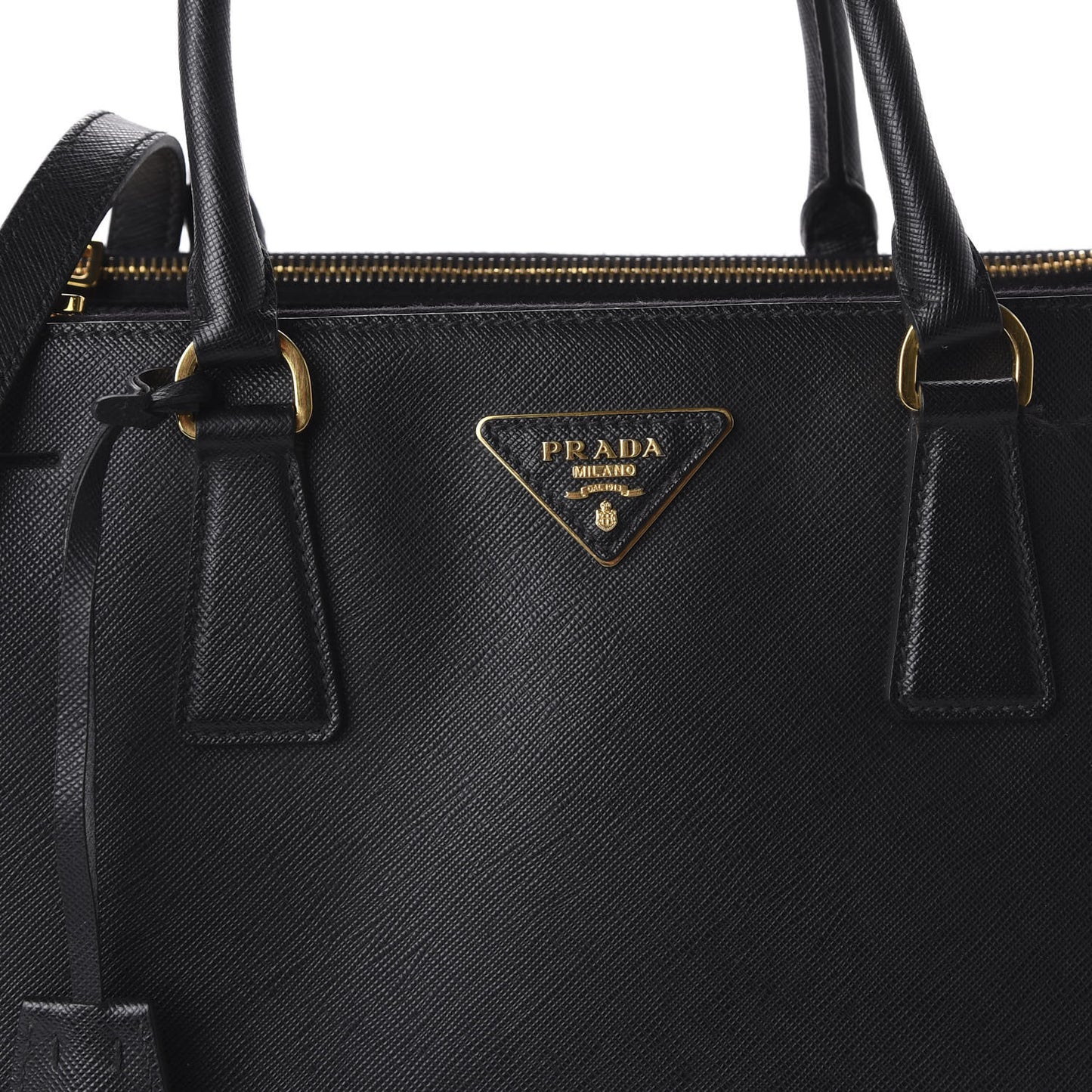 Saffiano Medium Galleria Double Zip Tote Black