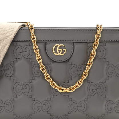 Gucci Calfskin GG Matelasse Small Slim Chain Shoulder Bag Dusty Grey Natural 9 of 11