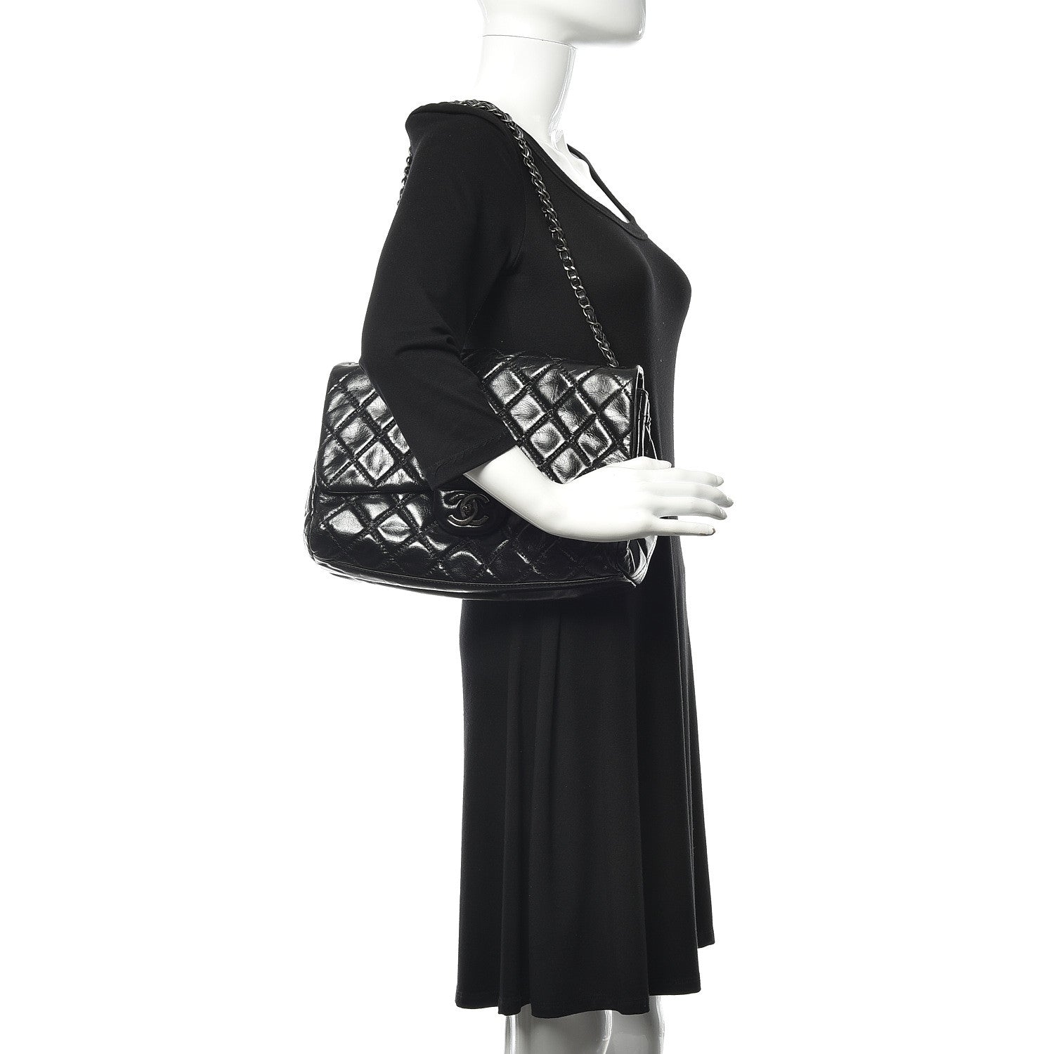 Chanel Glazed Calfskin Quilted Large Coco Soft Flap Black 2 of 10
