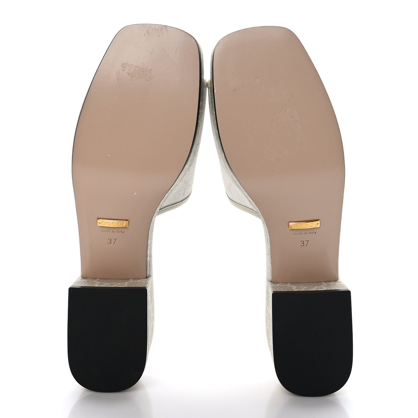 GG Supreme Monogram Malaga Kid Platform Mule Sandals 37 White Mystic White