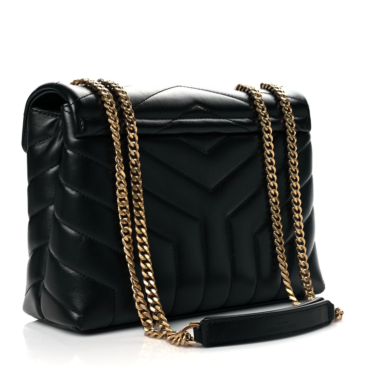 Calfskin Y Quilted Monogram Small Loulou Chain Satchel Black