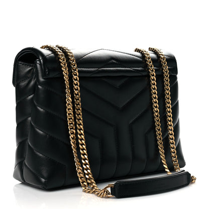 Saint Laurent Calfskin Y Quilted Monogram Small Loulou Chain Satchel Black 3 of 10