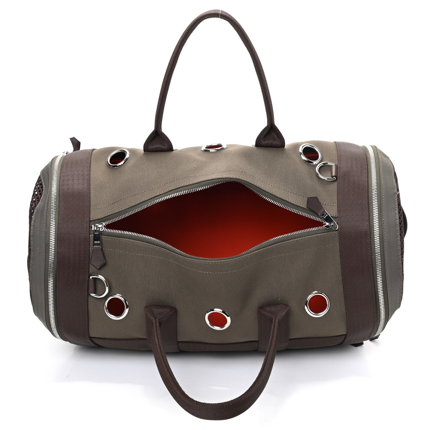 Hermes Fabric Carrying Dog Bag Kaki Feu 4 of 9