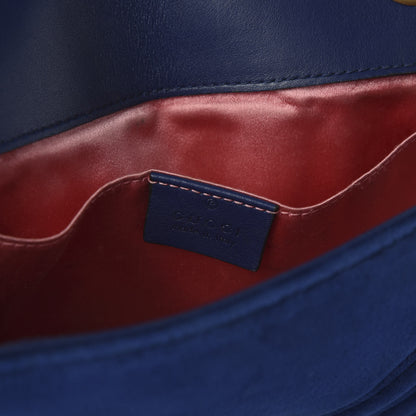 Gucci Velvet Matelasse Mini GG Marmont Shoulder Bag Cobalt Blue 8 of 11