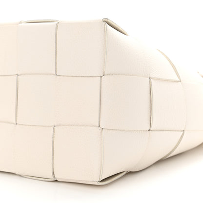 Bottega Veneta Lambskin Maxi Intrecciato Small Cassette Crossbody Bucket Bag White 9 of 9