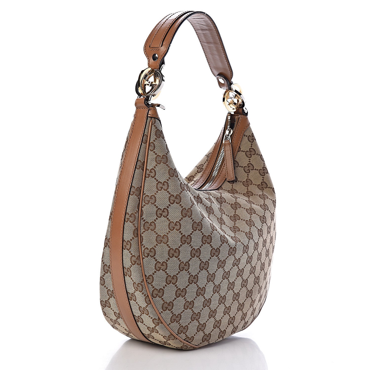 Gucci Monogram Medium GG Twins Hobo Tan 3 of 10