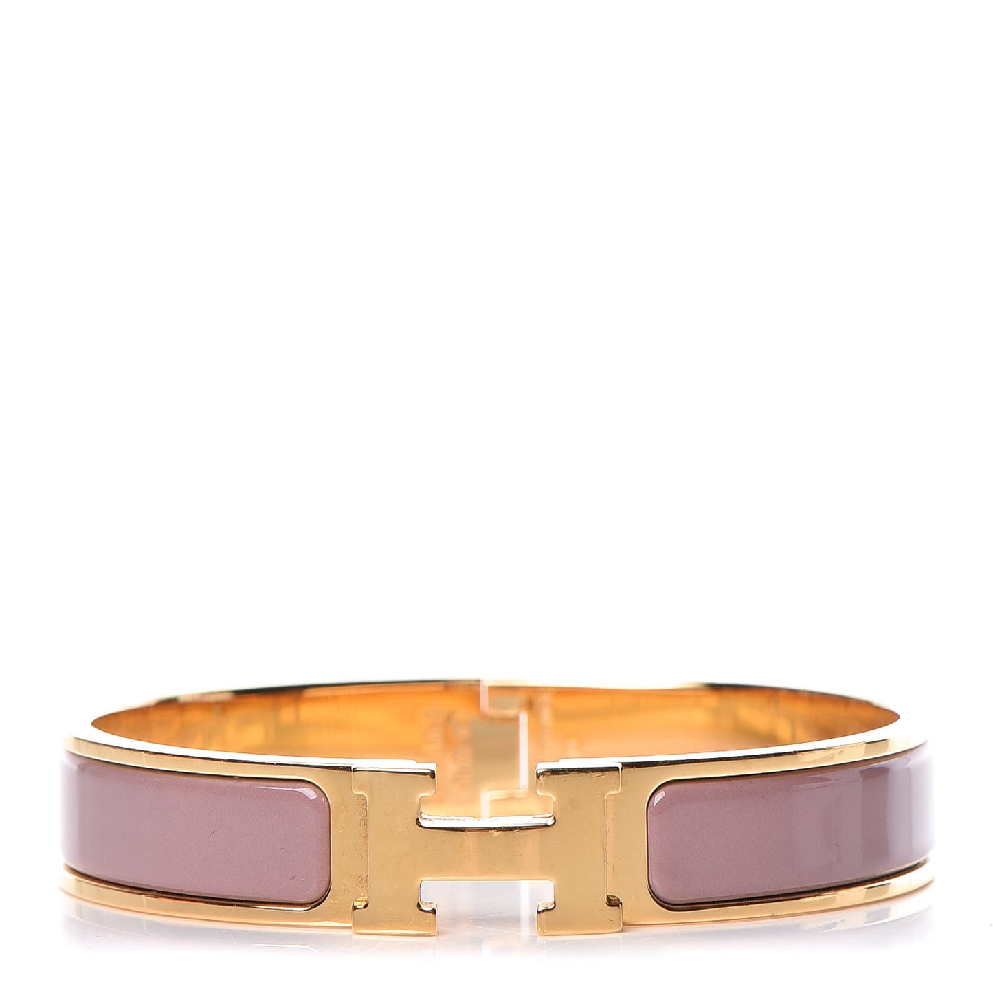 Enamel Narrow Clic Clac H Bracelet GM Bois De Rose