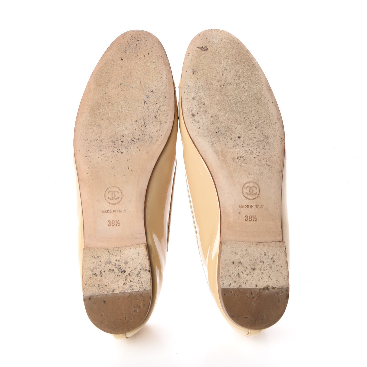 Chanel Patent Calfskin Cap Toe CC Ballerina Flats 38.5 Beige 7 of 16