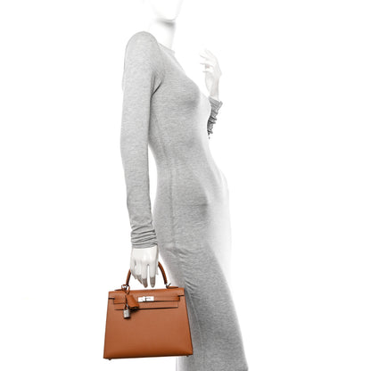 Hermes Epsom Verso Kelly Sellier 25 Caramel Jaune Ambre 2 of 13