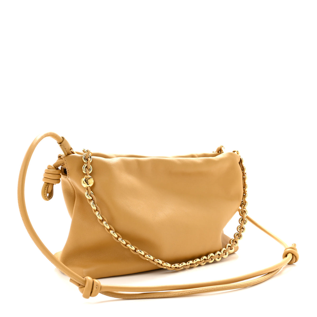 Loewe Mellow Nappa Donut Medium Chain Flamenco Knot Clutch Sahara 3 of 11