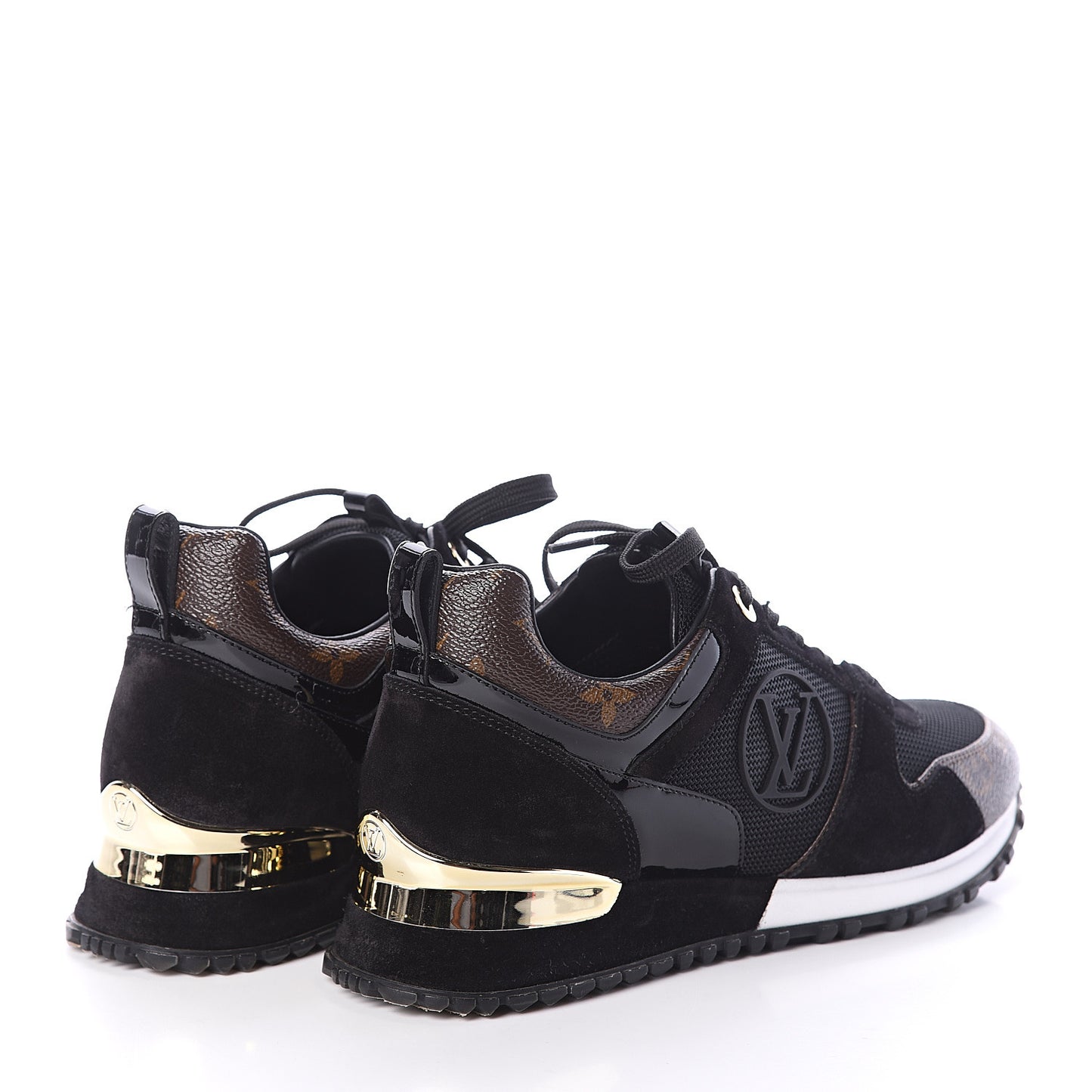 Suede Monogram Run Away Sneakers 37 Black
