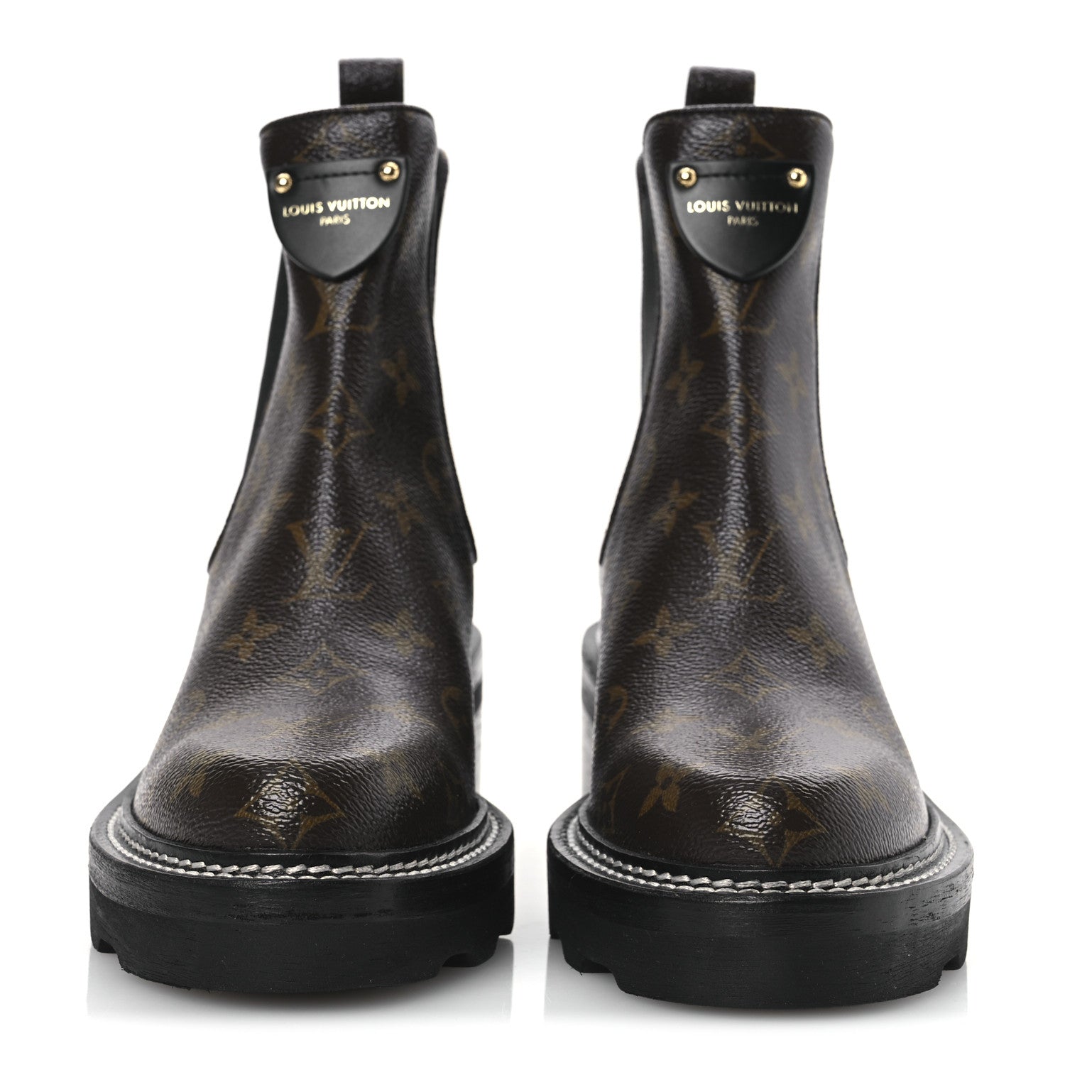 Louis Vuitton Patent Monogram LV Beaubourg Ankle Boots 37.5 Black 3 of 10