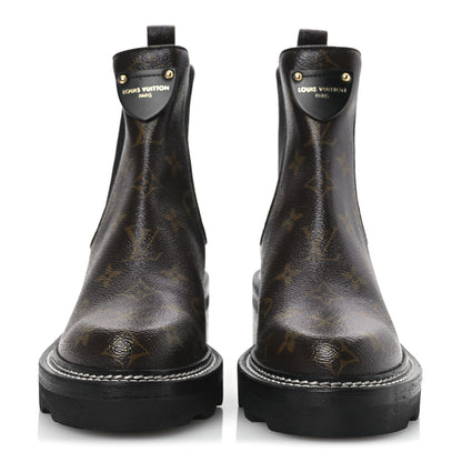 Louis Vuitton Patent Monogram LV Beaubourg Ankle Boots 37.5 Black 3 of 10