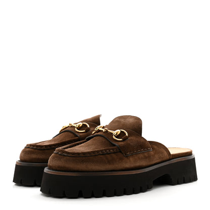 Gucci Suede Horsebit Platform Mules 40 Washed Brown 3 of 9