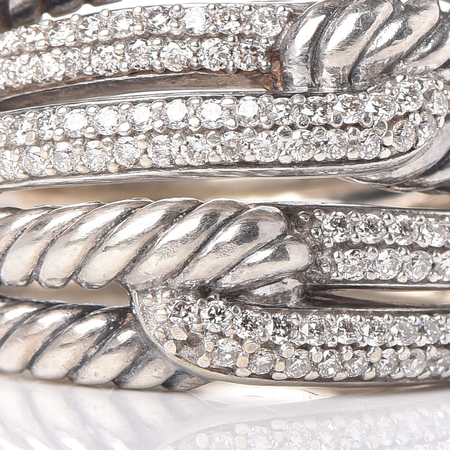 Sterling Silver Diamond 19mm Labyrinth Triple Loop Ring 52 6