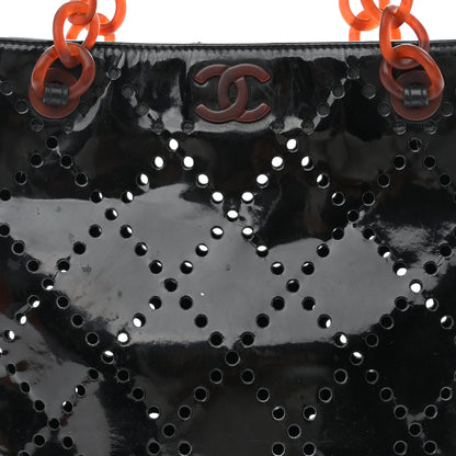Chanel Patent Perforated Bekko Chain Tote Black 8 of 12