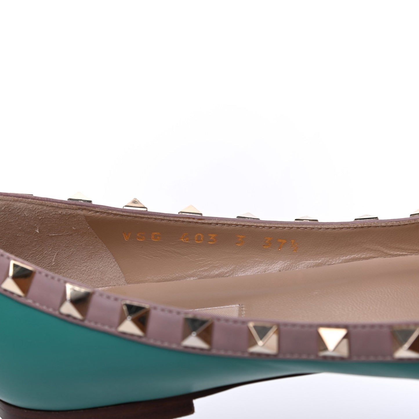 Calfskin Nappa Rockstud Ballerina Flats 37.5 Colibri Poudre