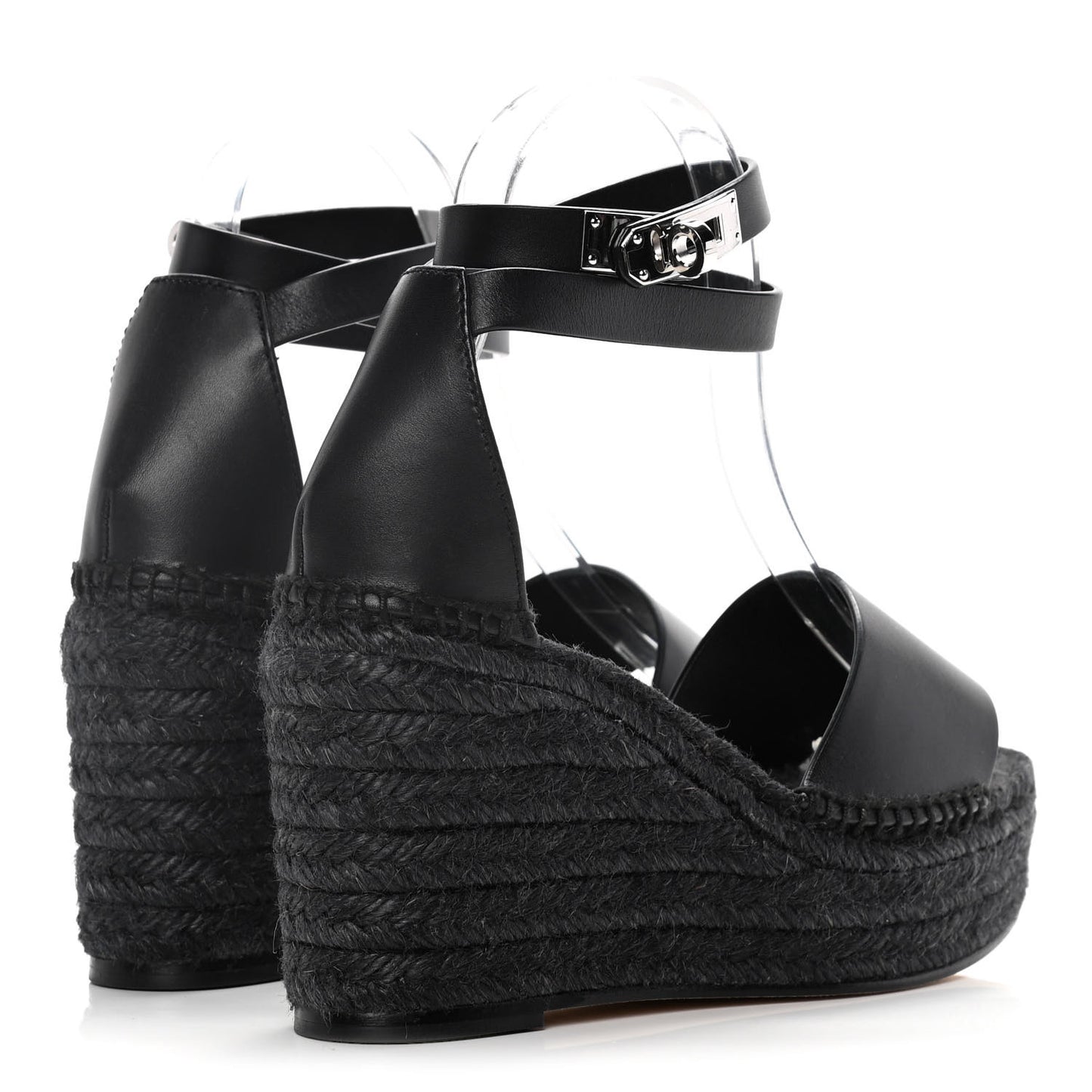 Calfskin Tipoli Espadrille Wedges 37 Black
