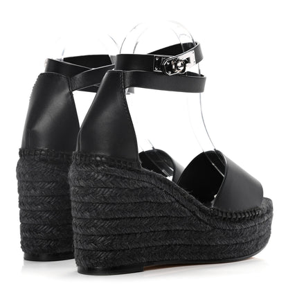 Hermes Calfskin Tipoli Espadrille Wedges 37 Black 4 of 14