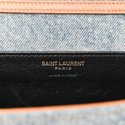 Saint Laurent Denim Monogram Chain Wallet Rodeo Blue Cinnamon 7 of 10