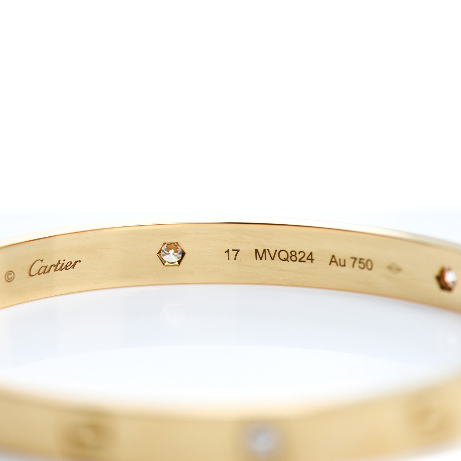 Cartier 18K Yellow Gold 4 Diamond LOVE Bracelet 17 4 of 5