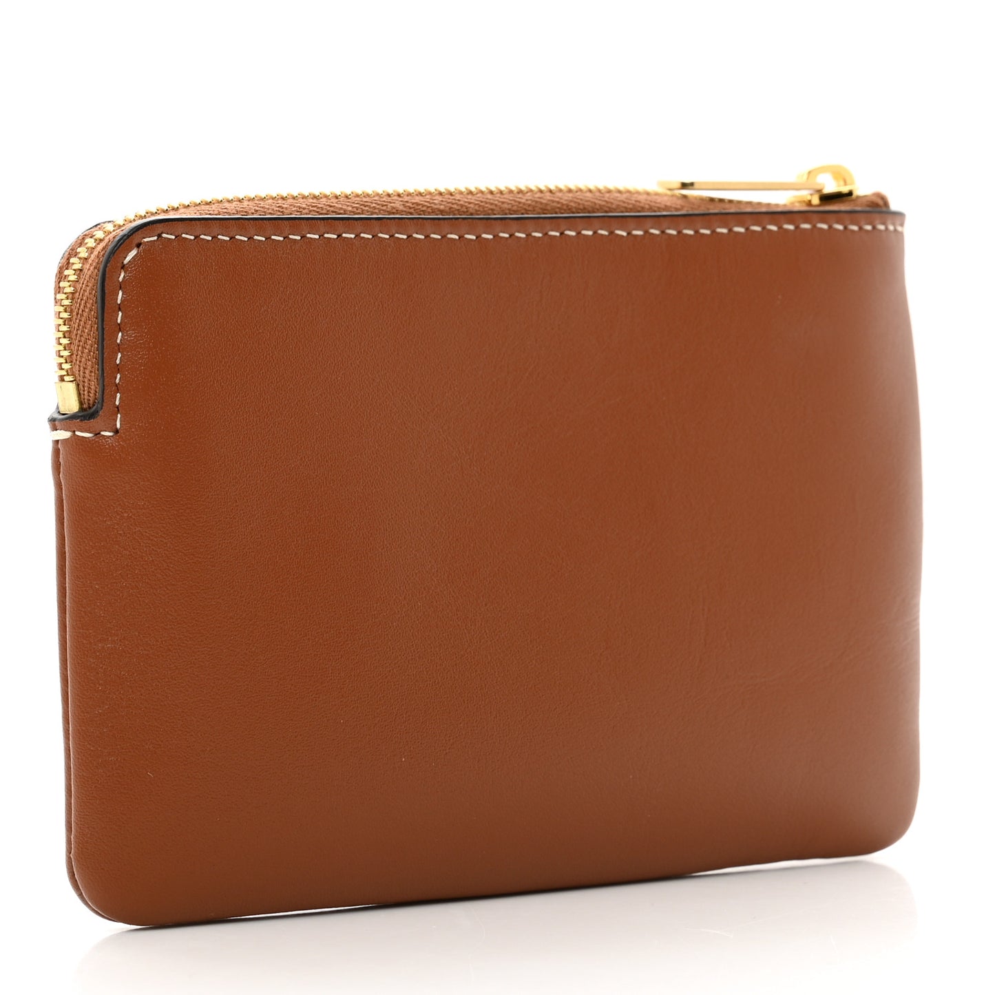 Smooth Calfskin Cuir Triomphe Coin and Card Pouch With Hook Tan
