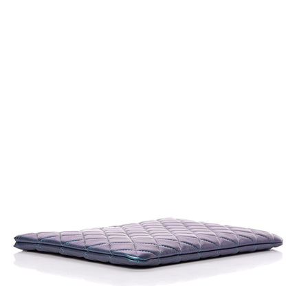Chanel Iridescent Lambskin Quilted Medium Cosmetic Case Turquoise 4 of 8