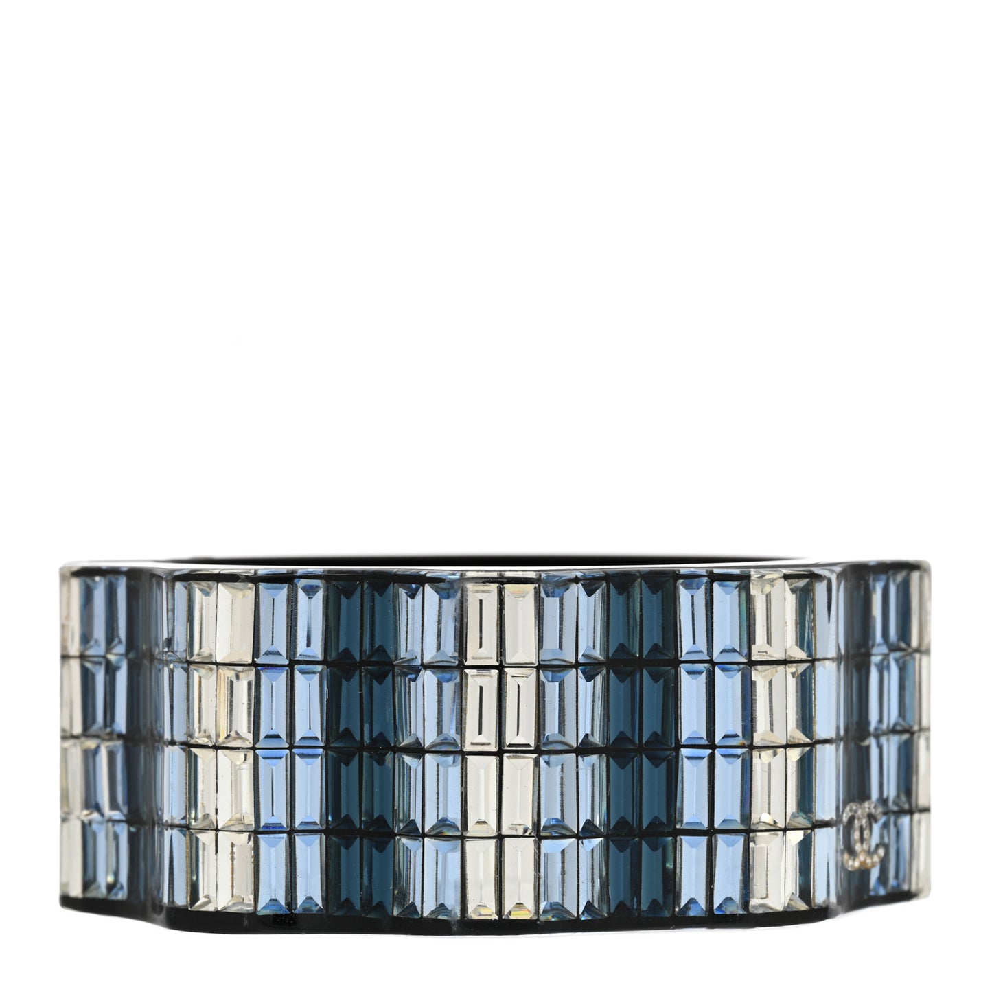 Resin Baguette Crystal CC Cuff Bracelet Black Blue Multicolor